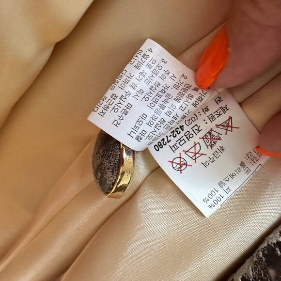 Alpaca Trench Coat Animal Print Vegan Leather Belted Waist Mob Wife Medium - Picture 13 of 14